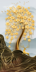 糜鹿发财树玄关装饰画