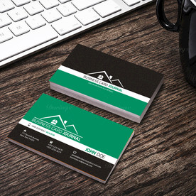 黑绿简约名片PSD格双面展开图