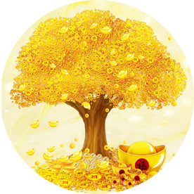 新中式圆形摇钱树装饰画