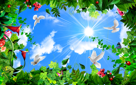 蓝天白云天顶画