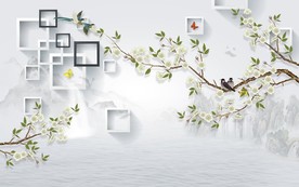 新中式素色花鸟图