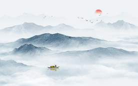 中式水墨山水画