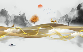 水墨山水背景墙