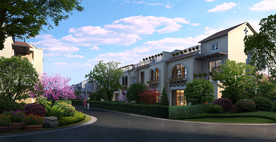 欧式别墅区 景观绿化效果图