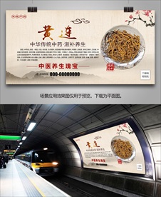 中药材黄连海报灯箱展板展架挂画