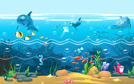 3D卡通海底世界背景墙