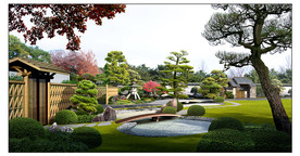日式乡村小庭院景观效果图