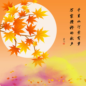 新中式装饰画望月