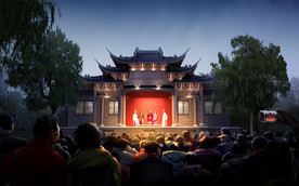 古镇戏台夜景效果图