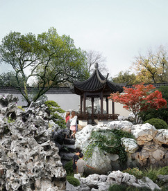 古建别墅庭院景观效果图