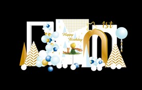 白金色主题签到迎宾舞台设计图片