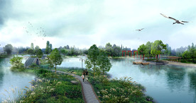 生态湿地公园景观效果图