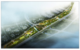 城市道路景观规划 鸟瞰效果图