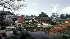 古建园林庭院效果图