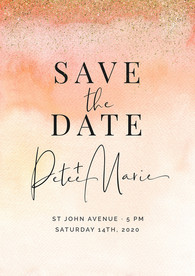 手绘水彩橙色婚礼海报迎宾海报