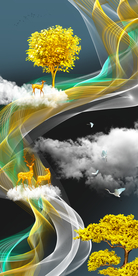 抽象线条麋鹿玄关背景