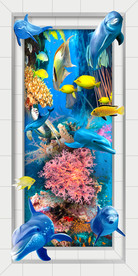 3D海豚玄关过道背景墙