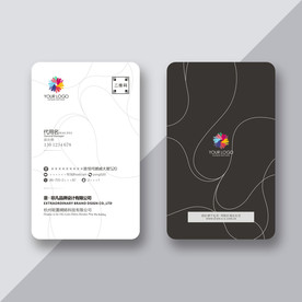 黑色简约名片 创意线条名片