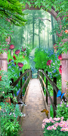 清新鲜花树林过道3D玄关