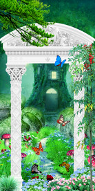 木桥树林风景3d背景墙