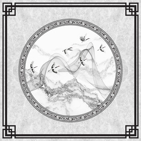 新中式大理石纹山水风景吊顶