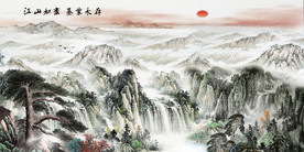 巨幅山水画迎客松