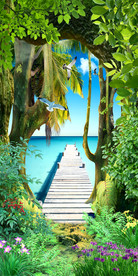 蓝天白云大海3D玄关