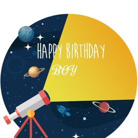 太空儿童生日卡通海报KT板设计