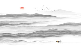 中式水墨山水画