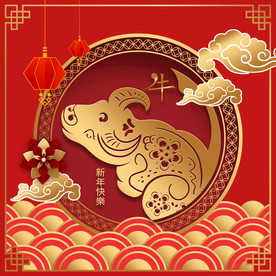 牛年喜庆红色海报模板