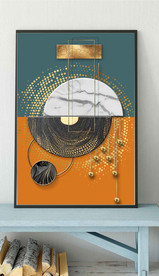 现代抽象几何金色油画玄关装饰画