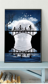 现代风自行车旅行剪影玄关装饰画