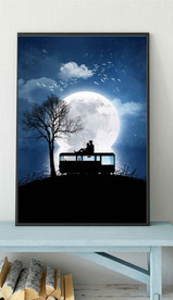 晶瓷月夜情侣风景玄关装饰画