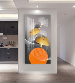 爱马仕银杏叶玄关装饰画