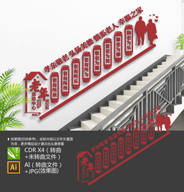 老年活动室楼梯文化墙