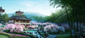 中式园林景观效果图