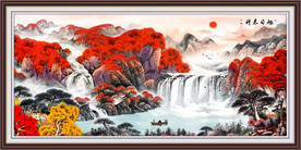 旭日东升山水风景画