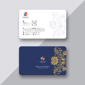 蓝色花纹名片 名片 名片设计