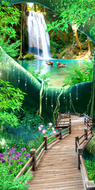 瀑布自然风光3D风景画玄关背景