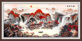 旭日东升山水风景画