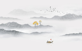 中式水墨山水画