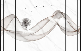 新中式大理石电视背景墙