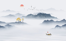 新中式水墨山水画