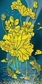 荷花玄关华丽富贵金中式玄关