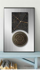 现代烁金水墨金色年轮木纹装饰画