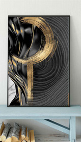 现代烁金水墨金色年轮木纹装饰画