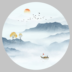 圆形山水装饰画