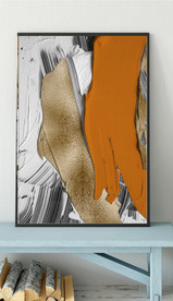 爱马仕抽象金色油漆油画装饰画