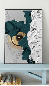 北欧抽象金色油漆油画玄关装饰画