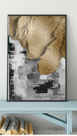 现代抽象金色油画玄关装饰画